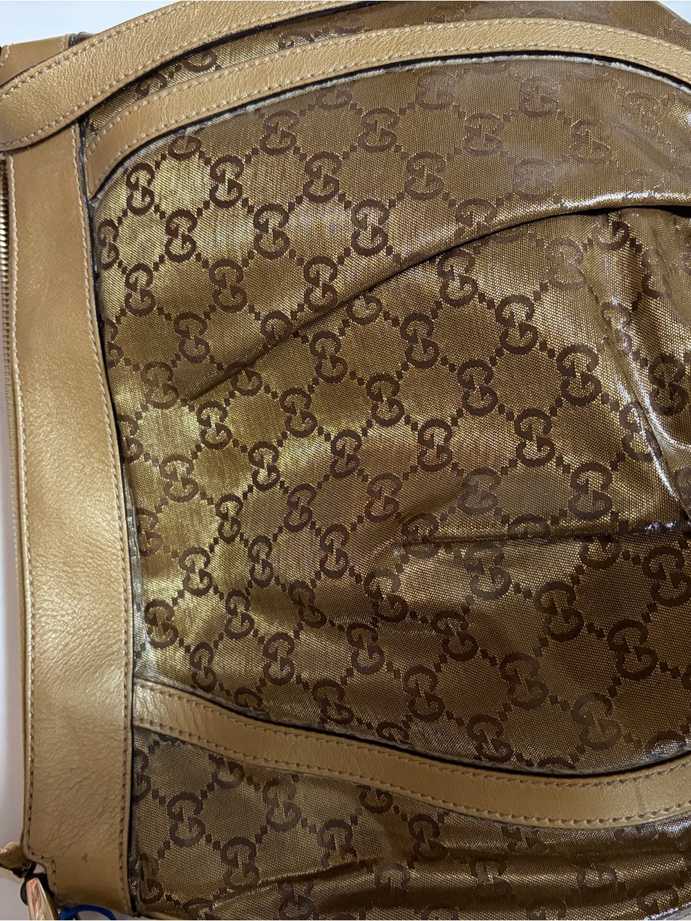 Authentic Gucci GG Crystal Metallic Bronze Hobo Shoulder Bag - Picture 5 of 9
